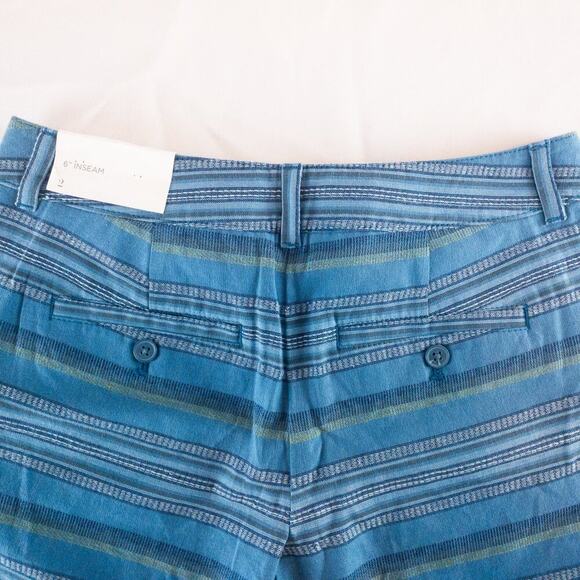 LOFT Striped Blue Green White Mini Shorts Womens Size 2 - Picture 7 of 12